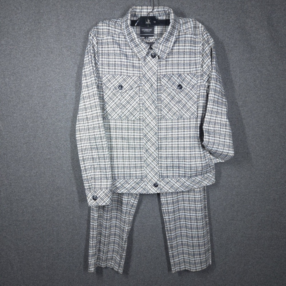 Liverpool Los Angeles Womens Plaid Jacket & Pant Set Size M Jacket / 10–30 Pants